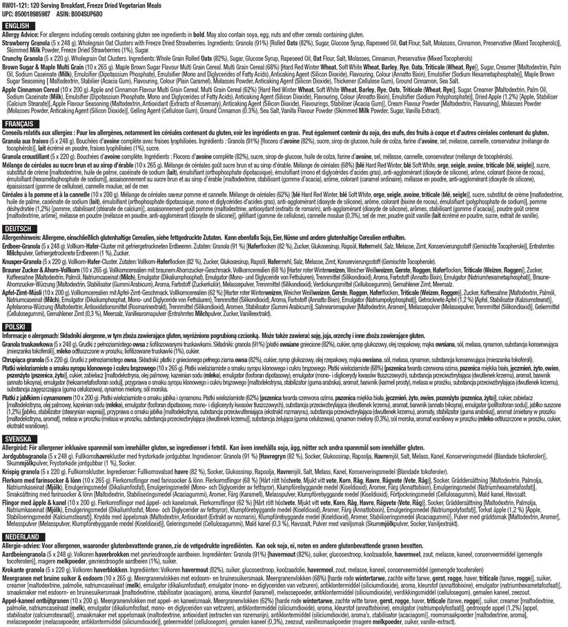 Readywise 120 Porsjons Frysetørket Frokost 14 Dager 1 Pers (25år holdbarhet)